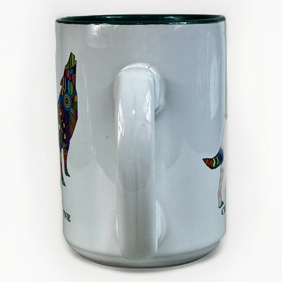 Howling Wolf CHEYENNE Colorblock Souvenir Mug - White w/ Studio Art Wolf - Picture 2 of 6